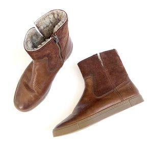 FRYE | Celia Leather Fur Lined Ankle Boot Zipper